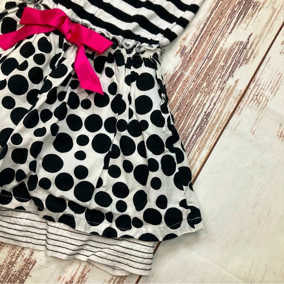 Dress Sleeveless Polka Dot Black White & Hot Pink Striped Sz 5 - Picture 5 of 11